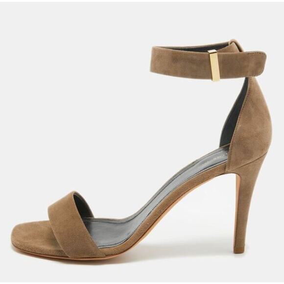 Celine Suede Ankle Strap Sandals Beige Size 10 - Picture 1 of 8